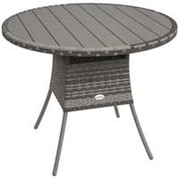 Outsunny Outdoor PE Rattan Dining Table w/ Wood-plastic Composite Top, Grey