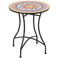 Outsunny 60cm Mosaic Round Bistro Table Outdoor Garden Side Table, Red