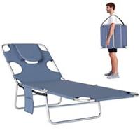 Outsunny Chaise Lounge Portable Adjustable Backrest with Face Cavity Grey