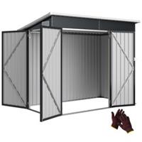 Outsunny Outdoor Storage Shed, 7.5 x 4.3ft Metal Garden Shed, Dark Grey