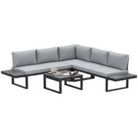 Outsunny 4 PCs Garden Set w/ 5-Level Recline Corner Conversation Sofa Set