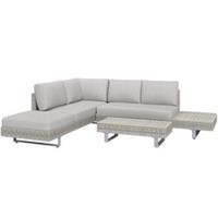 Outsunny 3pc Rattan Wicker Sofa Set with Tea Table & Cushions, Grey
