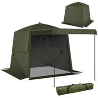 Outsunny Pop Up Gazebo Waterproof with Awning 2 x 2 m Army Green
