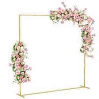 Outsunny Wedding Arch Backdrop Stand, Gold Wedding Arch with U-shaped Stakes