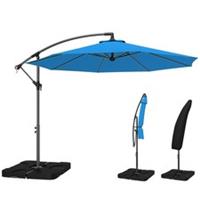 Outsunny 3(m) Banana Parasol Cantilever Umbrella Garden w/ Base Weights