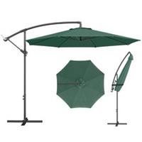 Outsunny 3(m) Garden Banana Parasol Cantilever Umbrella w/ Base, Dark Green