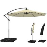 Outsunny 3(m) Banana Parasol Cantilever Umbrella Garden w/ Base Weights