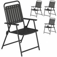 Outsunny Folding Garden Chairs Set of 4 with Plastic Seat and Back, Black