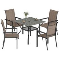 Outsunny 5 Pieces Outdoor Dining Set for 4, Grey and Khaki