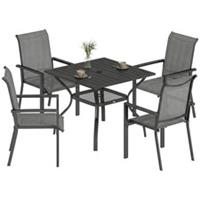 Outsunny 5 Pieces Outdoor Dining Set for 4, Patio Furniture Set, Dark Grey
