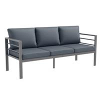 Outsunny 3-Seater Aluminium Garden Bench w/ Cushions, Backrest & Armrest, Grey
