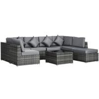 Outsunny 8 Pieces Patio Rattan Sofa Set Outdoor Garden Furniture Set Grey