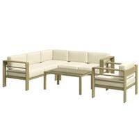 Outsunny 5 PCs Garden Sofa Set w/ Cushions, Aluminium Furniture Sets, Gold