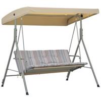 Outsunny 3 Person Porch Swing Chair Outdoor Lounge Bench Canopy Light Brown