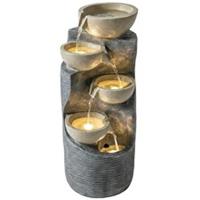 Outsunny 5 Tier Garden Water Feature, Outdoor Water Fountain with LED Lights