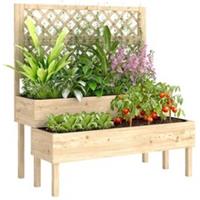 Outsunny 2-Tier Raised Garden Bed with Trellis for Climbing Plants