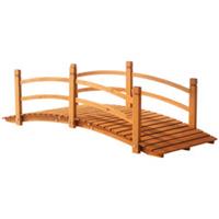 Outsunny Wooden Garden Bridge with Safety Railings, Classic Arc Footbridge