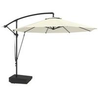 Outsunny Garden Cantilever Parasol with Cover Weighted Base Wind Strap Cream