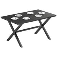 Outsunny Garden Dining Table, Outdoor Table for 6, Wood Effect Top, Black