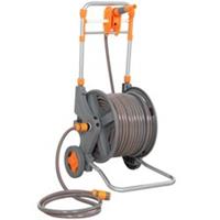 Outsunny Hose Reel Cart with Wheels, 45+2m Garden Hose Reel, Orange