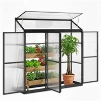 Outsunny Polycarbonate Greenhouse with 3 Doors, Aluminium Walk-in Greenhouse