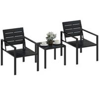 Outsunny 3 Pieces Garden Bistro Set for 2, Outdoor Bistro Table and Chairs
