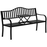 Outsunny Outdoor Bench with Liftable Middle Table, Patio Loveseat, Black