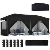 Outsunny 3 x 6 m Pop Up Gazebo, UPF50+ Wedding Party Tent Marquee, Black