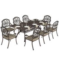 Outsunny 9 Piece Cast Aluminium Garden Dining Set with Cushions, Bronze Tone