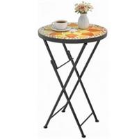Outsunny Mosaic Garden Table, 35.5cm Folding Coffee Table, Yellow