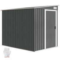 Outsunny 7 x 5FT Garden Shed w/ Foundation Lean to Metal Tool Shed Grey