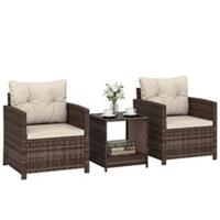 Outsunny Rattan Garden Furniture Bistro Set with Cushion, Mixed Brown