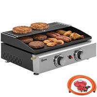 Outsunny 2 Burner Grill Griddle, Tabletop Gas BBQ with Grease Cup, Black