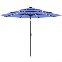 Outsunny 2.8 m Garden Parasol Umbrella with Light, Patio Umbrella, Navy Blue