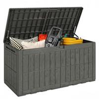 Outsunny 440L Garden Storage Box, Waterproof Resin Deck Box w/Lockable Lid