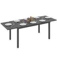 Outsunny Extending Garden Table for 6-8, Outdoor Dining Table, Dark Grey