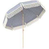 Outsunny 1.7 m Beach Umbrella, Adjustable Height Portable Parasol, Blue