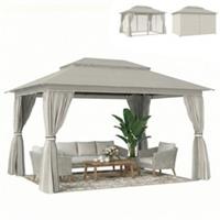 Outsunny 3 x 4 m Outdoor Garden Gazebo with UPF50+ Double Roof, Beige