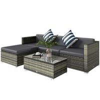 Outsunny 5 Pieces Rattan Sofa Set Wicker Sectional, Refurbished