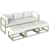 Outsunny 6 PC Garden Daybed, Sectional Sofa Set with Coffee Table, Footstool