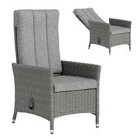 Outsunny Rattan Garden Recliner Chair with Adjustable Backrest, Light Grey