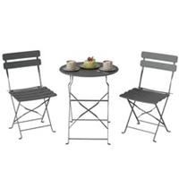 Outsunny Folding Bistro Set with Round Garden Table and Chairs, Grey