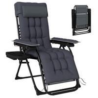 Outsunny Zero Gravity Chair Sun Lounger with Cup Holder, Cushion, Dark Grey