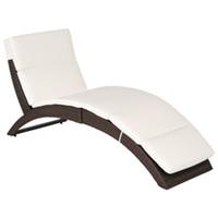 Outsunny Garden Rattan Sun Lounger Foldable Patio Chaise Chair Brown