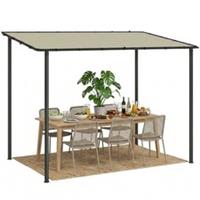 Outsunny 3 x 2 m Lean to Garden Pergola, Metal Frame Gazebo Pergola, Cream
