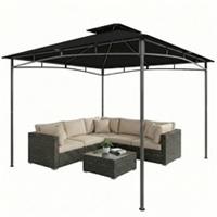 Outsunny 3 x 3 m Gazebo, Outdoor Gazebo Canopy with 2-Tier Roof, Black