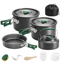 Outsunny Camping Cookware Set for 4-5 People, Aluminium Camping Cook, Grey