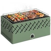 Outsunny Portable Charcoal BBQ Grill with Built-in Fan, Light Green