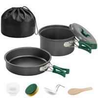 Outsunny Camping Cookware Set, 8-Piece Ultralight Camping Cooking Kit Grey