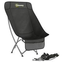 Outsunny Camping Chair Portable with Side Pocket Black